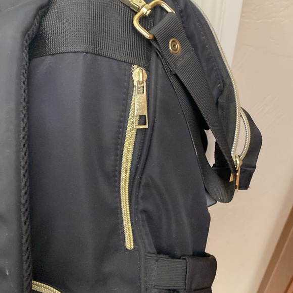 Cysili Diaper Bag Back Pack Black Canvas Nylon USB Port zipper pockets kids - Picture 6 of 13